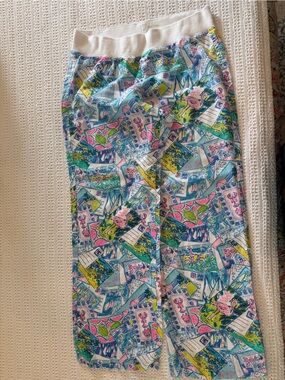 Lilly Pulitzer Beach Palazzo Linen Pants Wish You Were Here XL